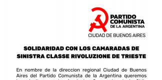 Solidaridad con los camaradas de Sinistra Classe Rivoluzione de Trieste